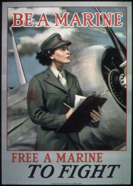 A Marine Corps Women’s Reserve recruiting poster from World War II.