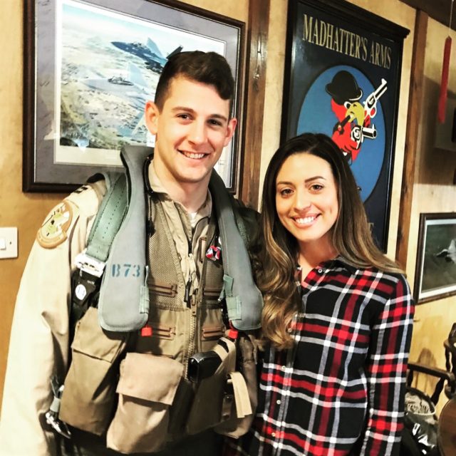 A 2008 graduate of Helias Catholic High School in Jefferson City, Missouri, Cole Stegeman went on to graduate from the Air Force Academy, flew the F-15E Strike Eagle and is now a qualified instructor pilot on the T-38C Talon. He is pictured with his wife, the former Sarah Bruemmer from Jefferson City.