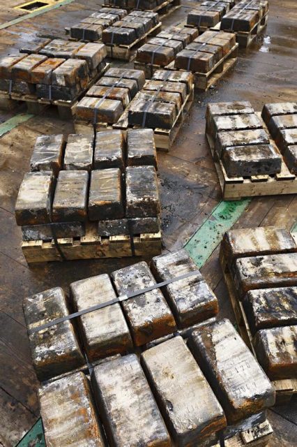 Over 110 tons of silver bullion were recovered from the wreck. Image: Odyssey Marine/shipwreck.net