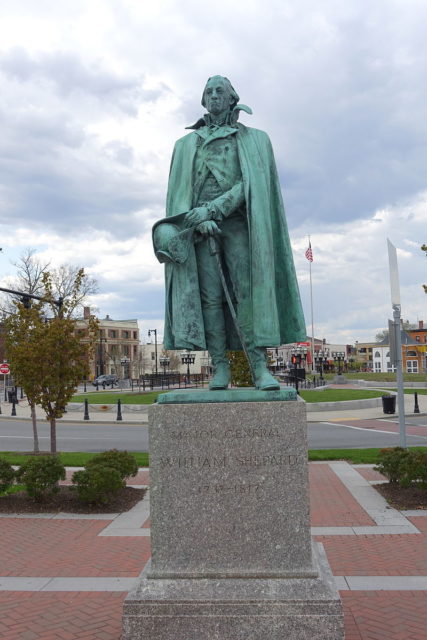 The statue of General William Shepard with his replaced sword.