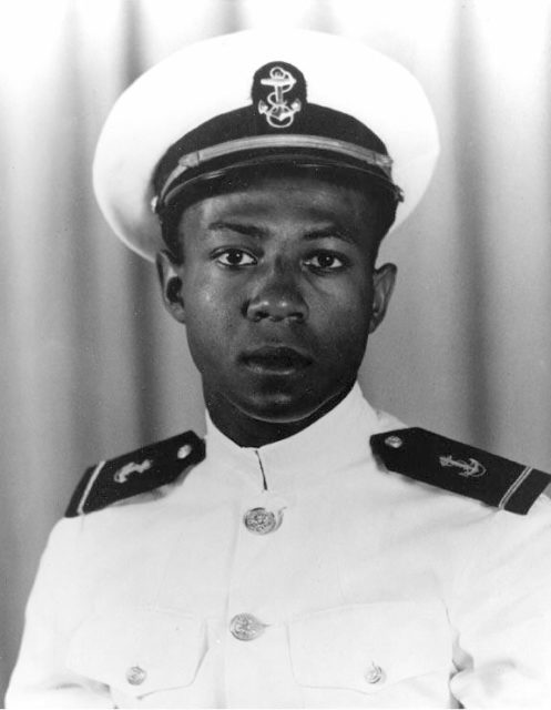 Midshipman Jesse L. Brown, USN Photographed at Naval Air Station, Jacksonville, Florida, October 1948, while serving as a Naval Aviation Cadet.