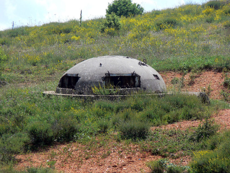 173,000 bunkers were built in Albania from the 1960s -1980s. Many were these, which were prefabricated and placed in position. They could hold 1 or 2 men. Image credit – Fingalo CC BY-SA 2.0 de