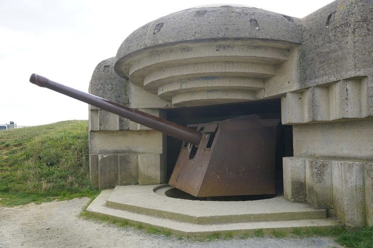A 150 mm gun emplacement at the Longues-sur-Mere gun battery in Normandy, France.