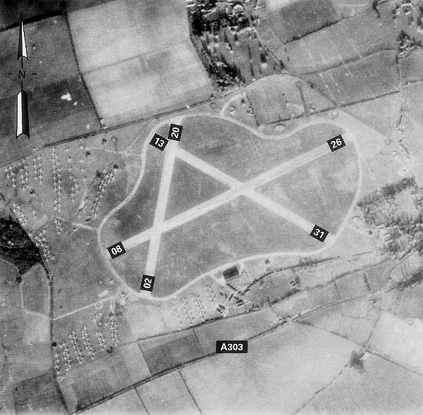 Aerial photograph of Thruxton Airfield, England.