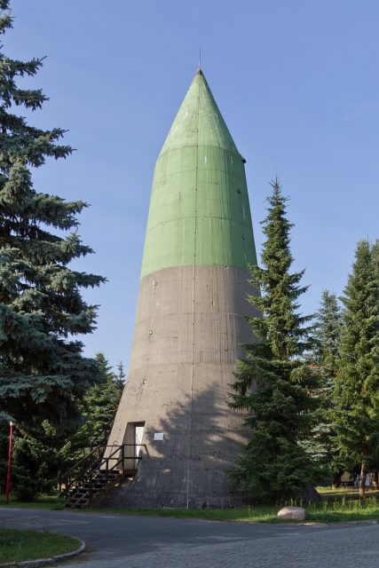 This pointed WW2 Spitzbunker is a type of air raid shelter. The pointed shape made it hard to detect from the hair, and would deflected falling bombs, which would explode on the ground level where the bunker was thickest. Image credit – Lokilech CC BY-SA 3.0