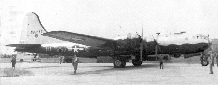 B-29 Superfortress 44-86257, assigned to the 341st Bombardment Squadron, 97th Bombardment Group, deployed to Bassingborn during 1950.