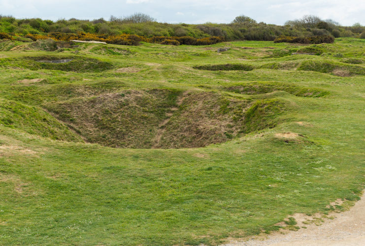 Heavy naval and aerial bombardments left the landscape riddled with craters.