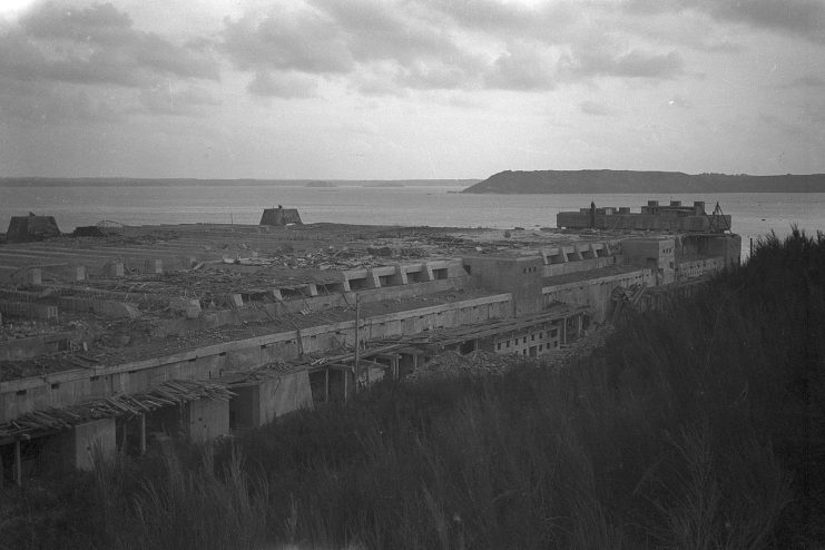 Brest U-boat pens after liberation, 1944