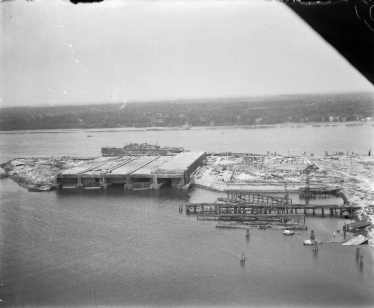 Concrete U-boat pens at Hamburg.