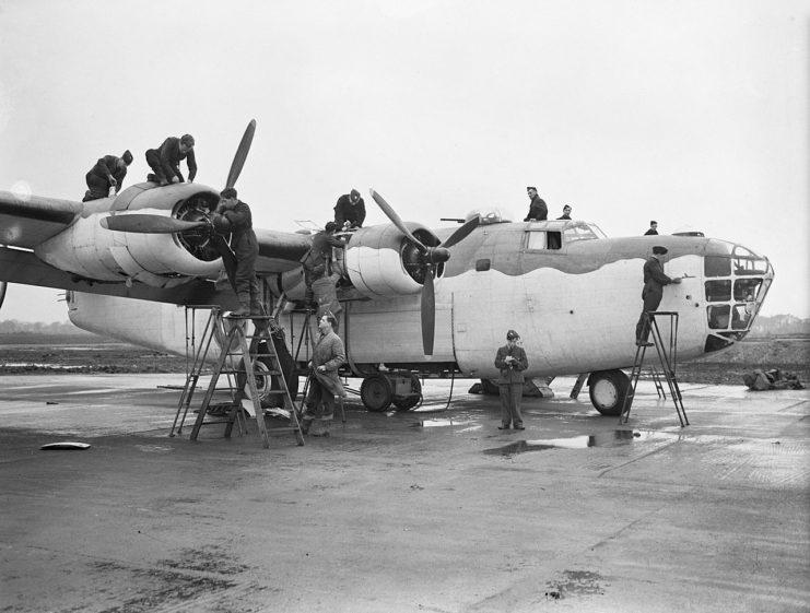 Daily inspection for a Liberator III of No 224 Squadron at Beaulieu in Hampshire, December 1942.