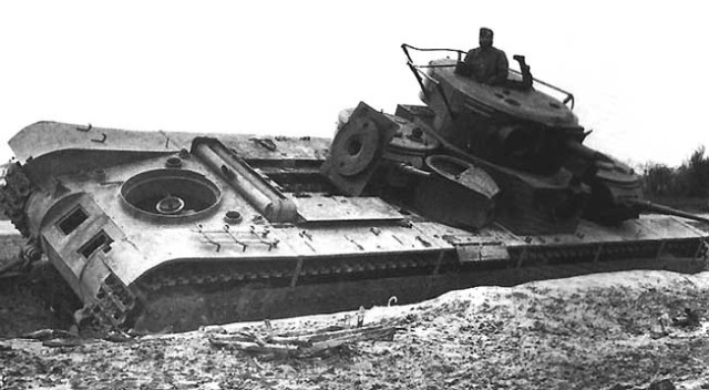 Destroyed Soviet tank T-35.