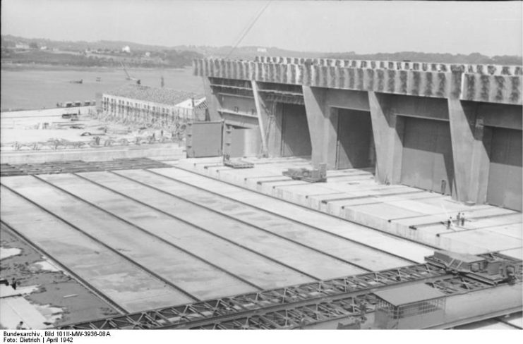 France, Lorient, submarine bunker under construction. Bundesarchiv CC BY-SA 3.0