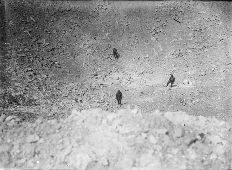 Interior of a Lochnagar mine crater at La Boisselle.