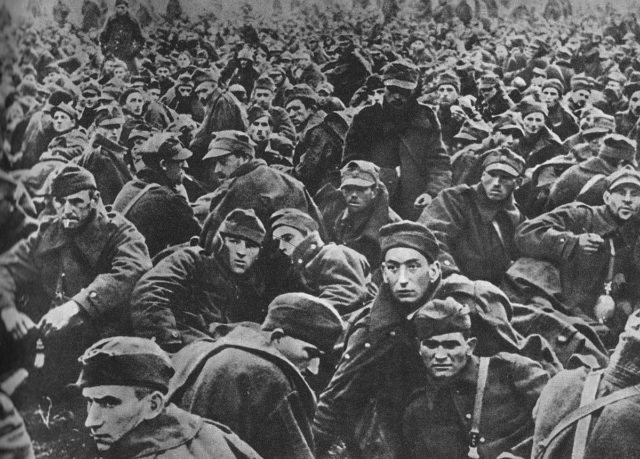 Polish prisoners of war. Many of them were sent to labor camps, death camps in Germany or simply executed by Soviets.