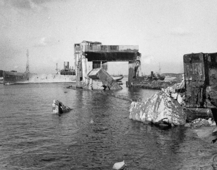 Remains of the U-Boat pens at Kiel after the explosion of the demolition charges.