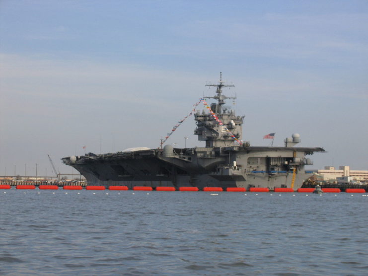 The Big E, the USS ENTERPRISE, tied up at Norfolk while in port. Virginia, Norfolk.