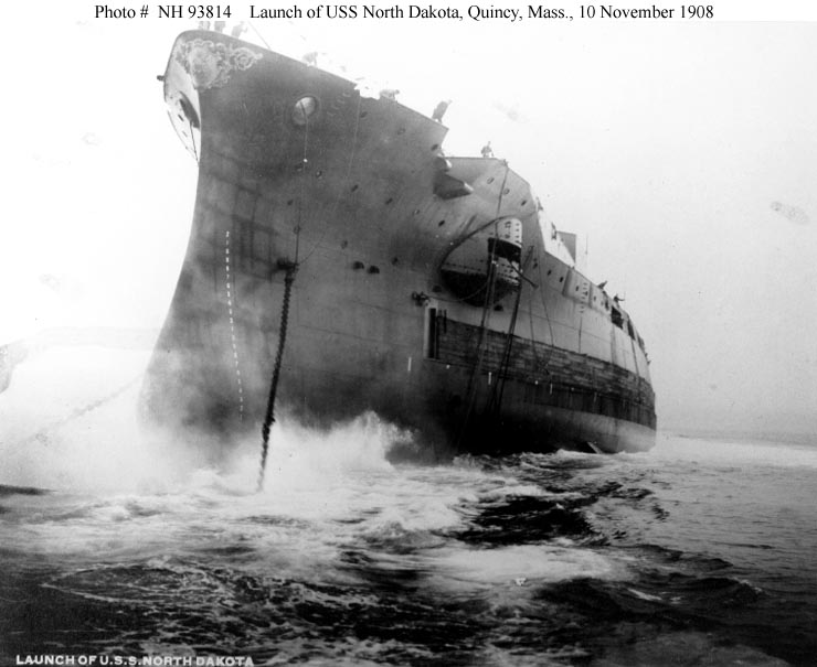 USS North Dakota at her launch, 10 November 1908.