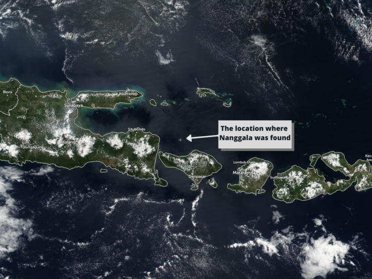 location of the kri nanggala satelite image