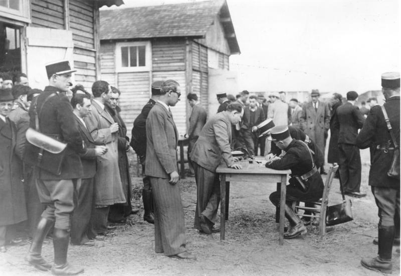 French Police checking new inmates in a French camp.