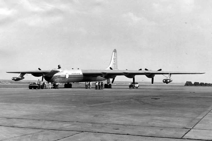 NB-36H nuclear test bed on ramp.