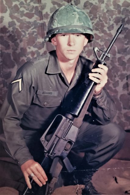 A 19-year-old Adams is pictured during his basic combat training at Fort Leonard Wood in the summer of 1968. Courtesy of Rita Adams