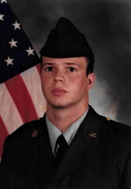 Stegeman is pictured in this military photograph from 1982, when attending basic training at Fort Jackson, South Carolina. Courtesy of Larry Stegeman