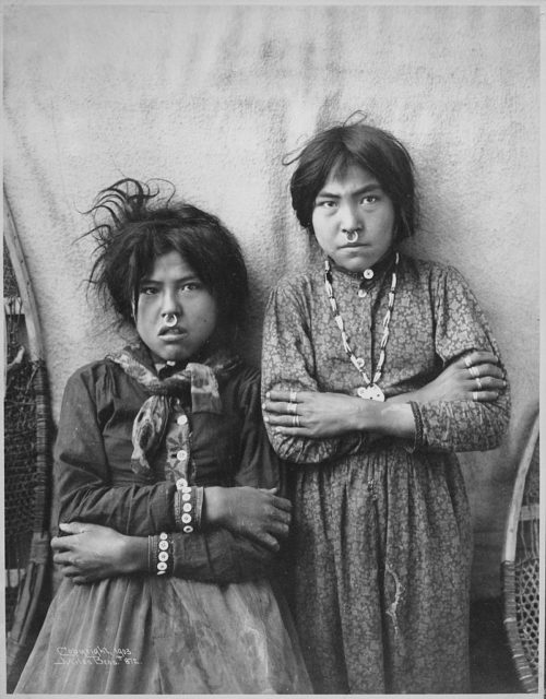 Two Tlingit girls, near Copper River (Alaska), 1903. Photograph taken by the Miles Brothers