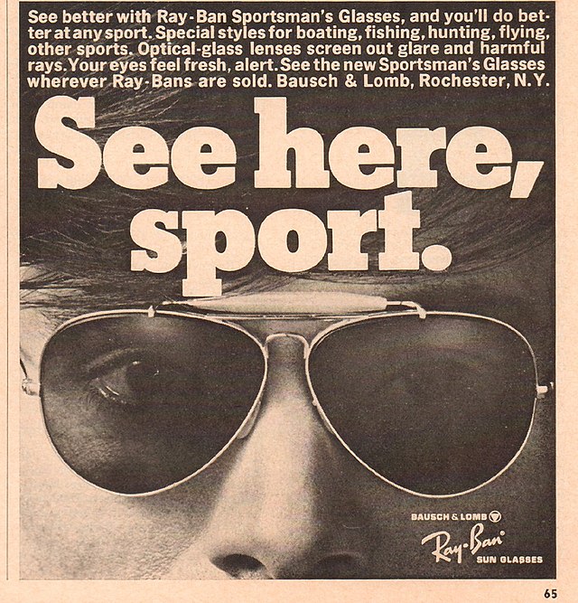 1968 advertisement for Ray-Ban sunglasses