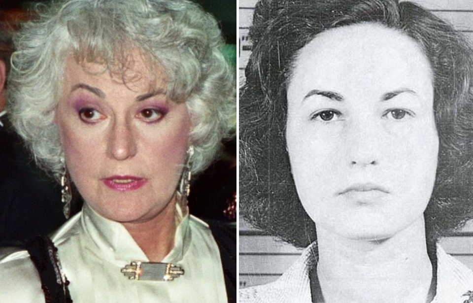 Bea Arthur looking to the side + Bea Arthur's US Marine Corps portrait