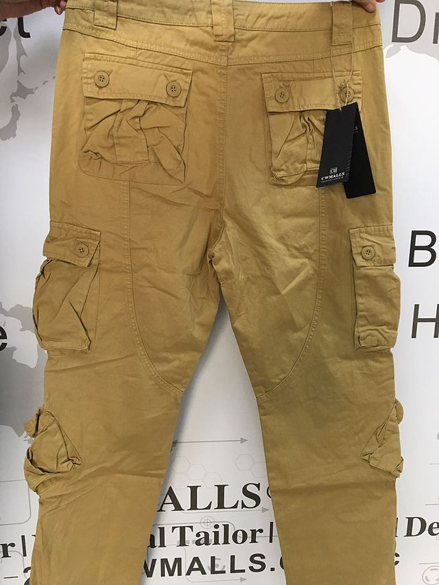 Khaki cargo pants on display
