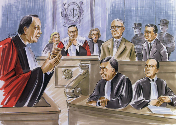 Artist sketch of court proceedings in 1999