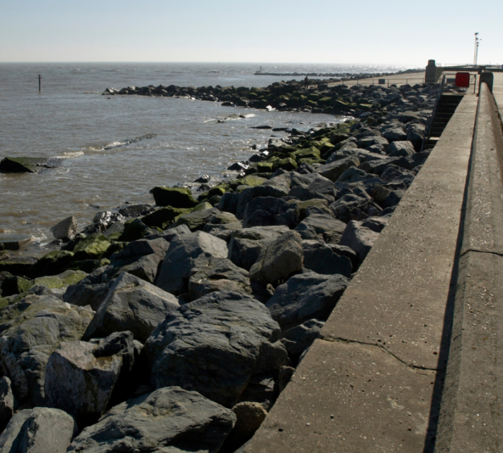 Sea wall, Lowestoft, UK.