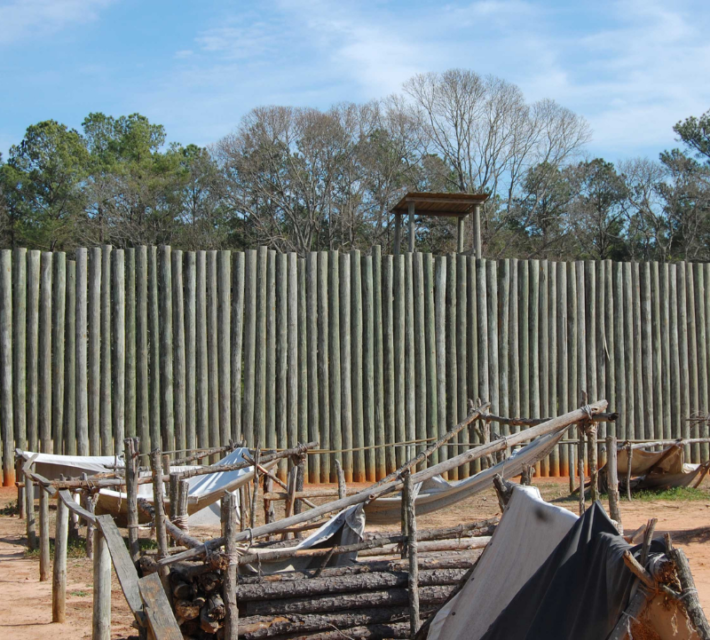 A reconstructed wall of Andersonville Prison.