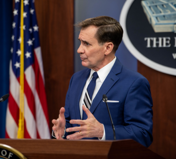 Pentagon Press Secretary John Kirby gives a press conference, April 2021.