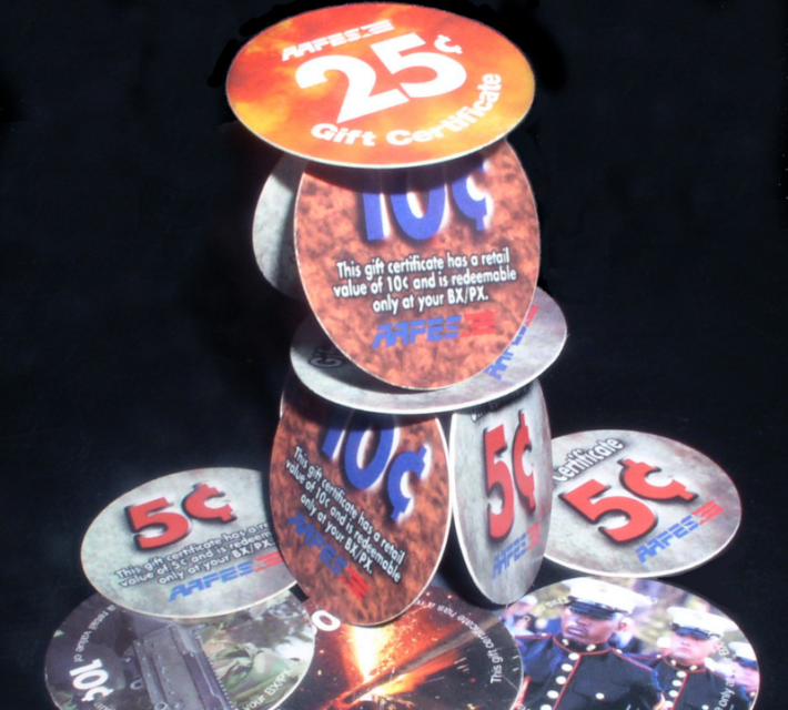 Pogs used as currency in base stores.