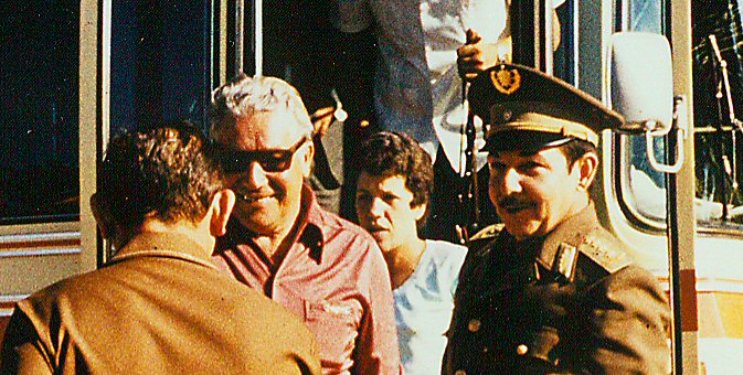 East German Minister of National Defense Heinz Hoffmann and Raúl Castro near Havana, Cuba, 1977