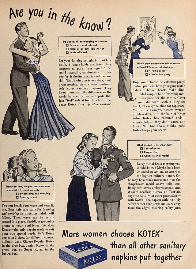 Print advertisement for Kotex, circa 1945