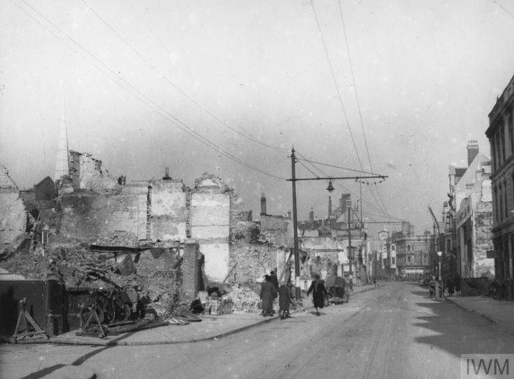 Damaged building along a Southampton street