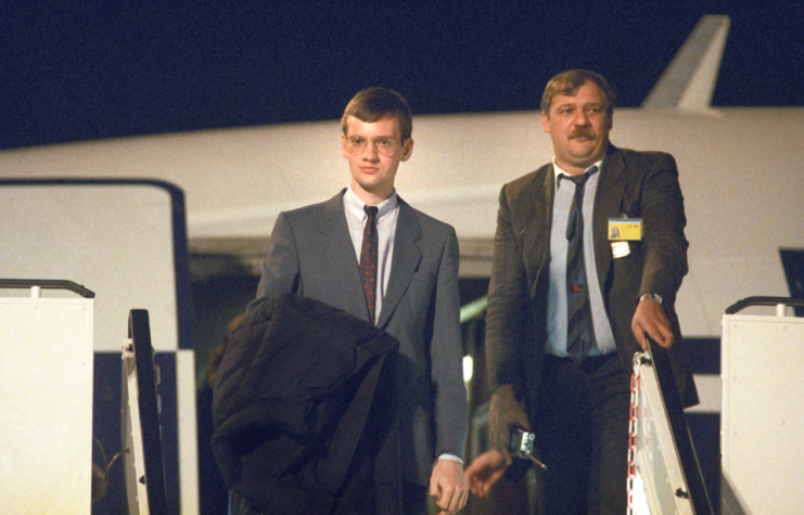 Mathias Rust arrives in Germany after being released from Soviet prison.