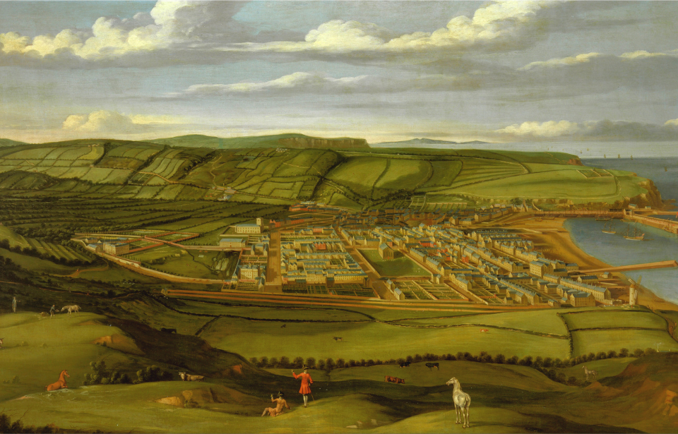 Painting of Whitehaven, Cumbria, Showing Flatt Hall - Mathias Read via Wikimedia Commons