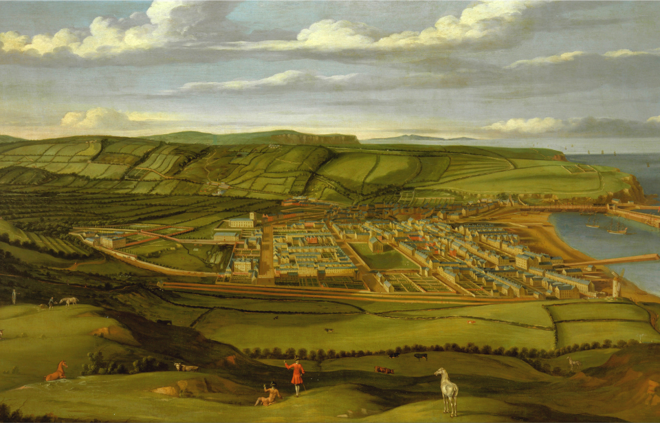 Painting of Whitehaven, Cumbria, Showing Flatt Hall