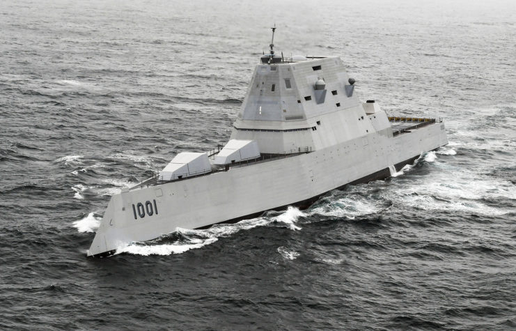 Zumwalt-class guided-missile destroyer USS Michael Monsoor (DDG 1001) participates in U.S. Pacific Fleet's Unmanned Systems Integrated Battle Problem