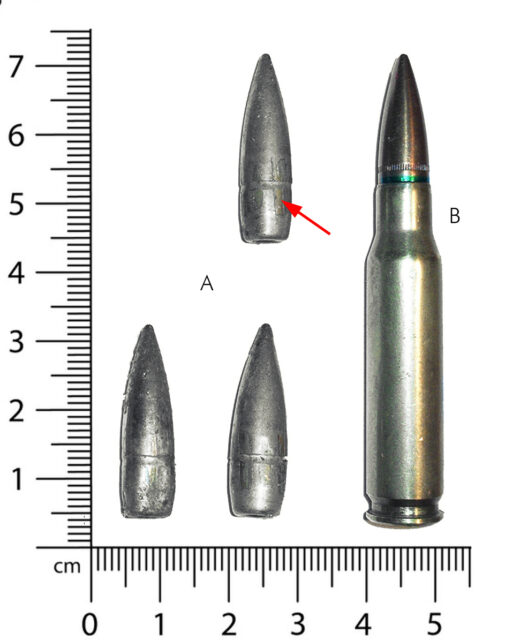 Paper showing the measurements of 7.62 x 51 mm NATO ammunition