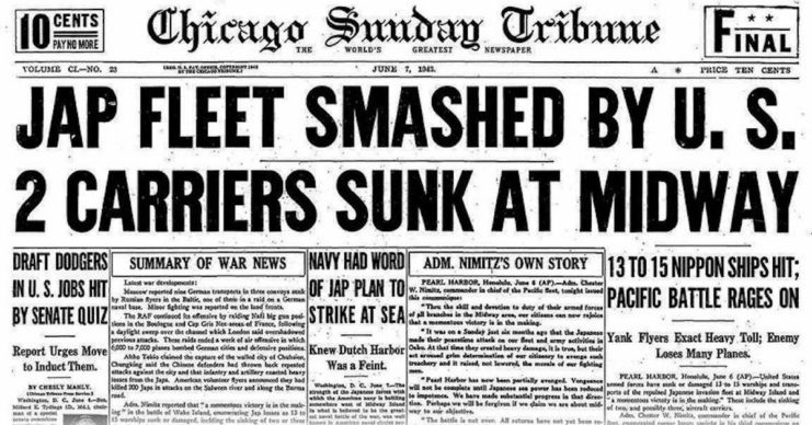 Screenshot of the Chicago Tribune headline from the Sunday edition