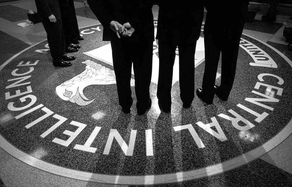 Men standing in the CIA's headquarters