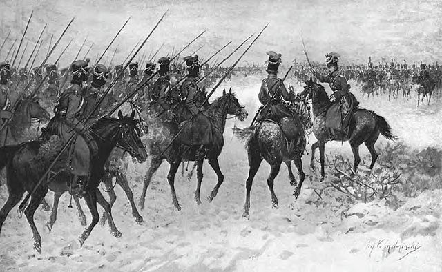Drawing of Cossacks on horseback