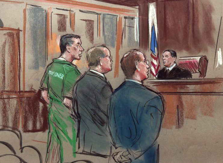 Courtroom drawing of Richard Hanssen