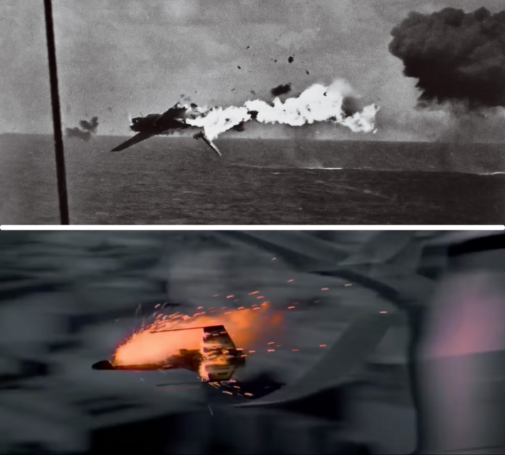 Comparison between destruction of a torpedo bomber and an x-wing.