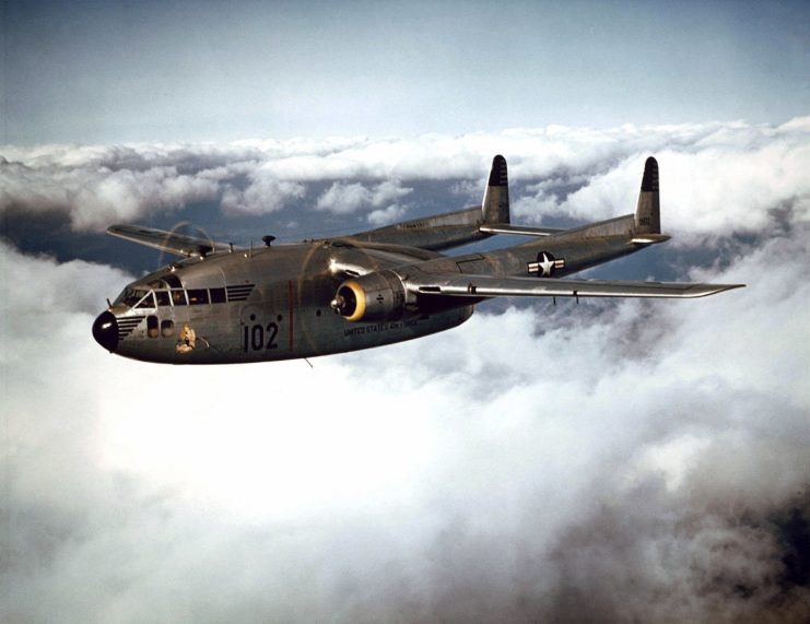 Fairchild C-119B Flying Boxcar in flight