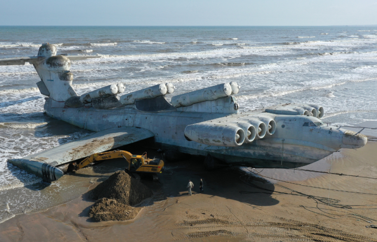 A close relative of the Caspian Sea Monster, the Lun ekranoplan ground effect vehicle. (Photo Credit: Musa SalgereyevTASS via Getty Images)